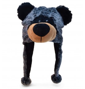 Blue black bear plush hat