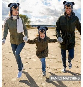 Blue black bear plush hat