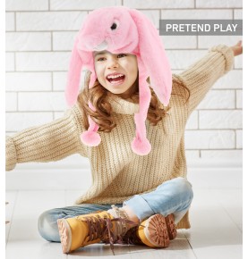 Pink bunny plush hat